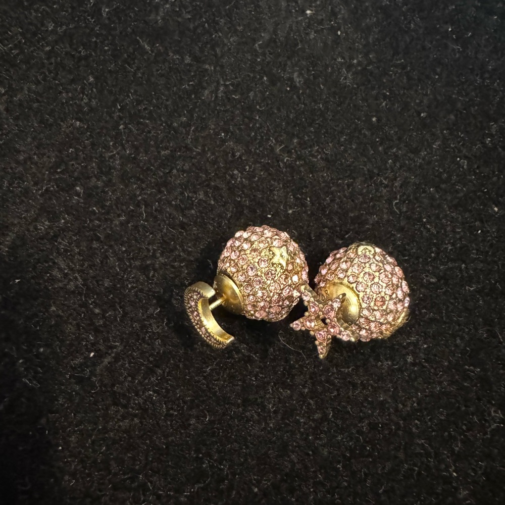 Dior Pink and Gold Pavé Crystal Earrings - Picture 2 of 5